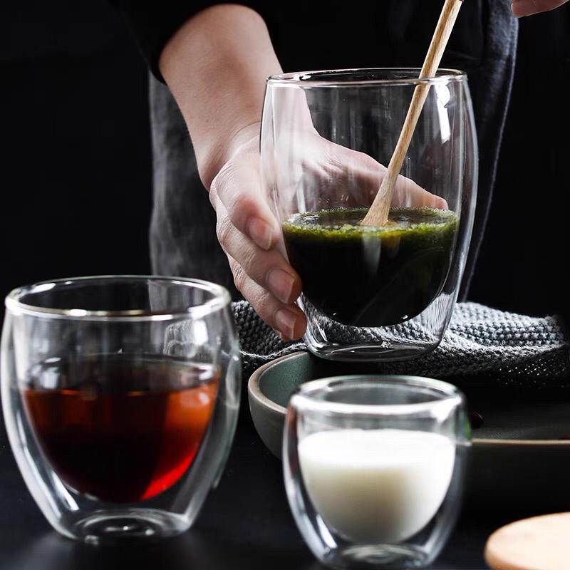 كوب زجاج طبقتين عازل للحرارة 350 مل