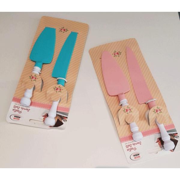 سكين مع ملعقة حلويات بلاستيك 2*1