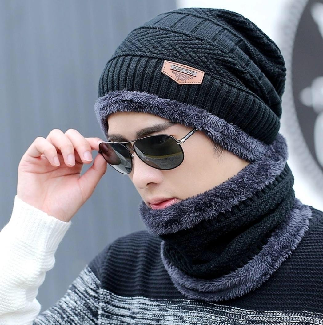 كوفية صوف شبابي مع فرو رقبة