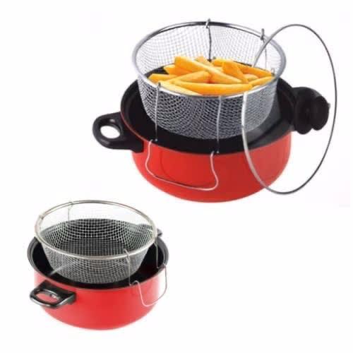 مقلى زيت جرانيت مع المشن غطاء زجاج