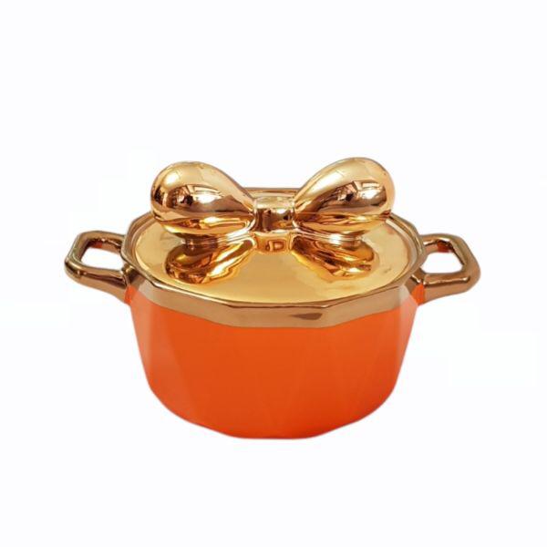 مطيبة سيراميك عميق 14 سم مع غطاء مسكة فيونكة