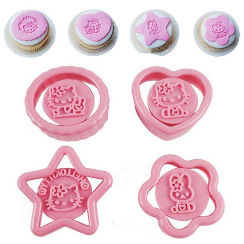 طباعات كعك اشكال هيلو كيتي 4 قطع وردي