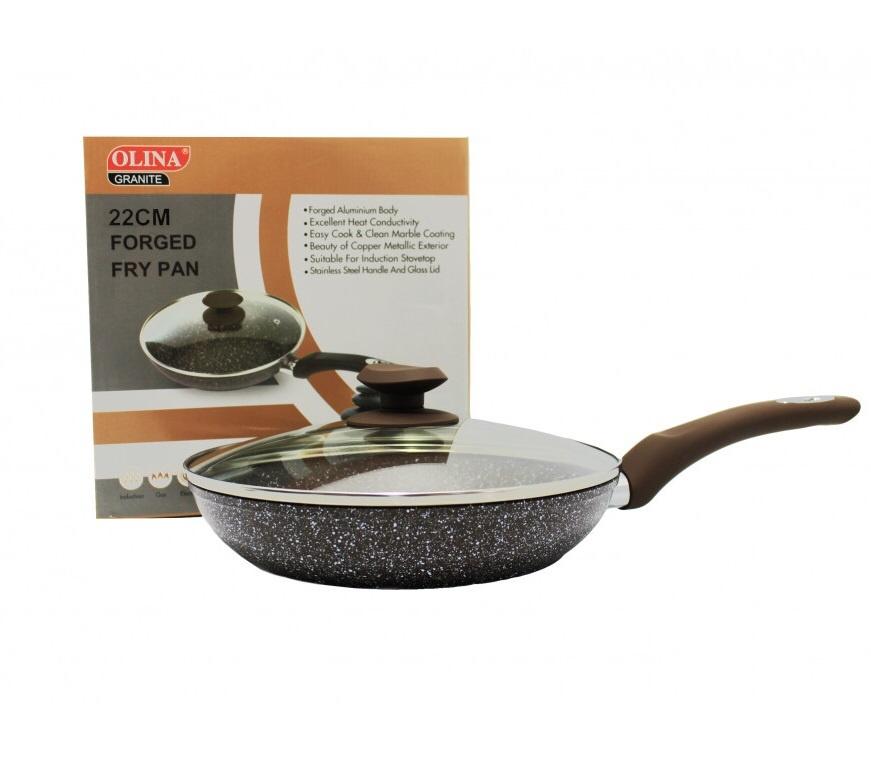 طاوة طبخ جرانيت يد بلاستيك مع الغطاء 22 سم  OLINA