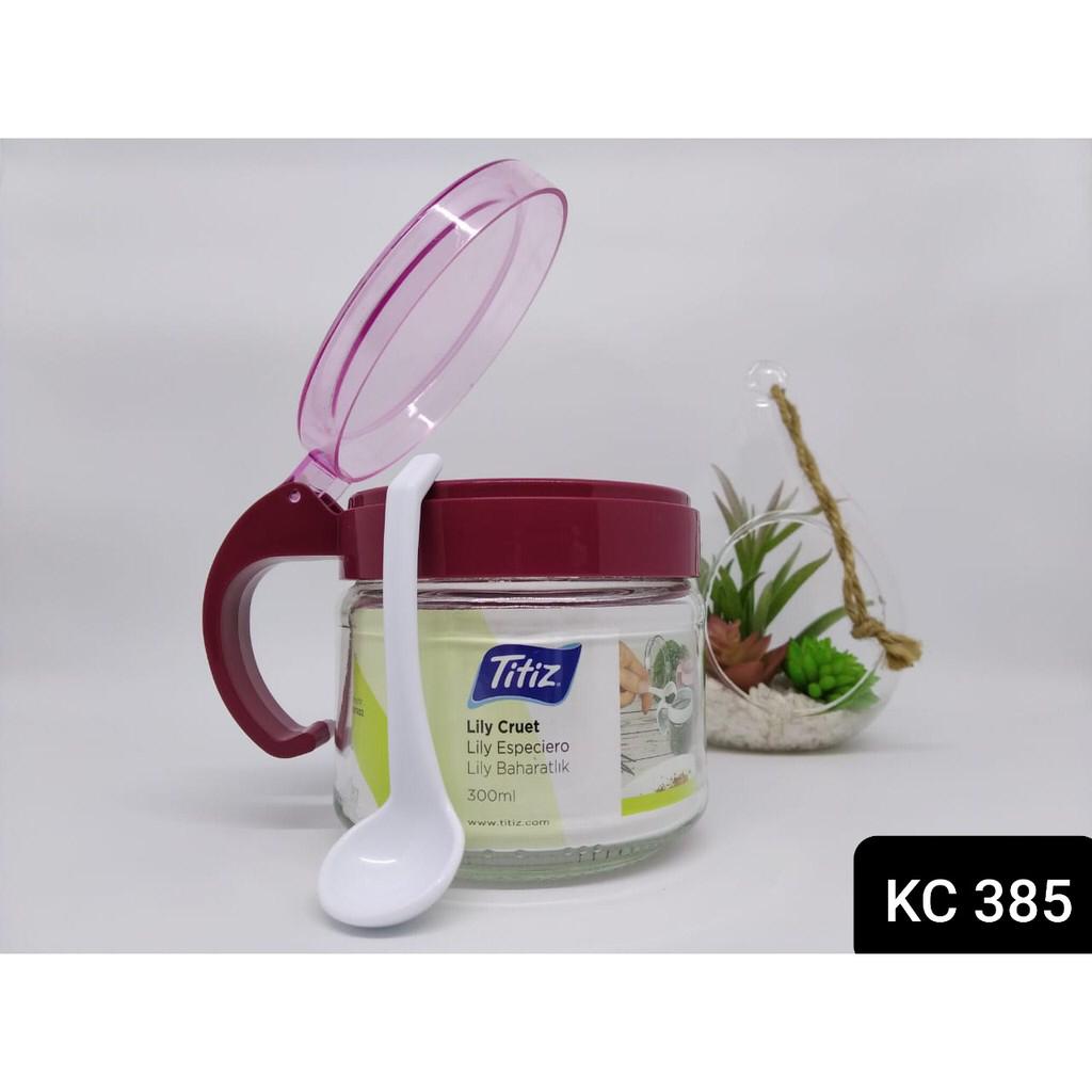 برطمان زجاج بيد +ملعقة 300 مل  KC-385