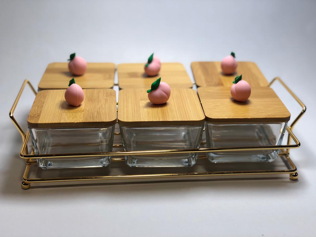 شيال حلويات 6 خانات مع اغطية خشب -قاعدة ستيل YB-584