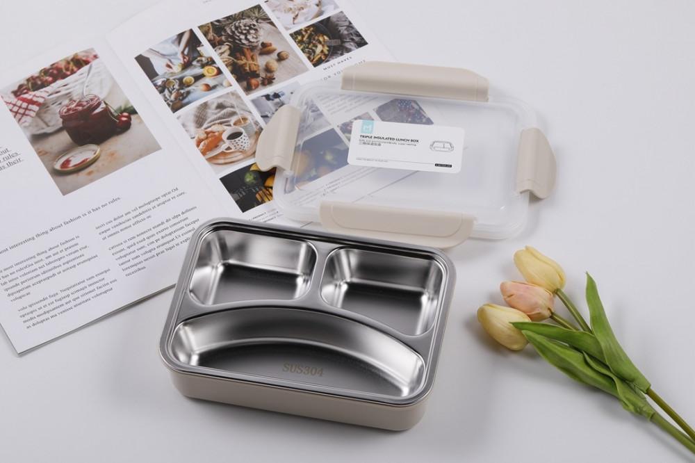 لنش بوكس ستيل ملبس 800 مل غطاء شفاف  hk-1786