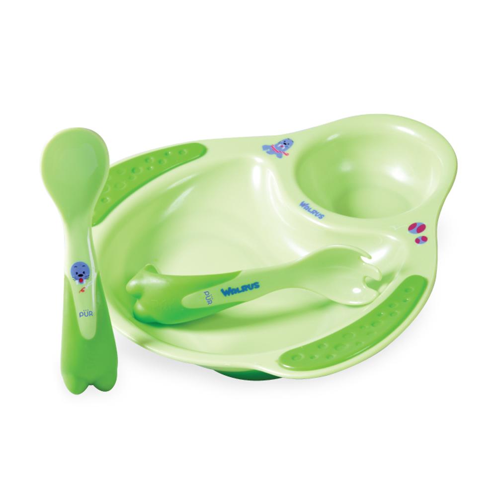 صحن طعام اطفال مع ملعقة+شوكة بيور  5501