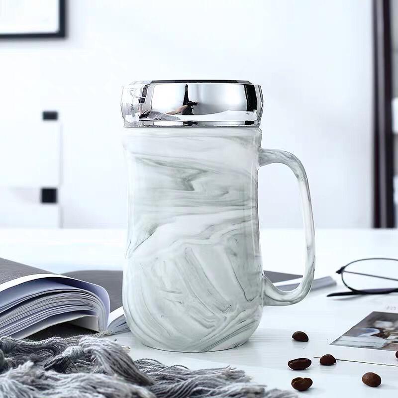 كوب مشروب سيراميك مموج مع غطاء مراية YFI-971